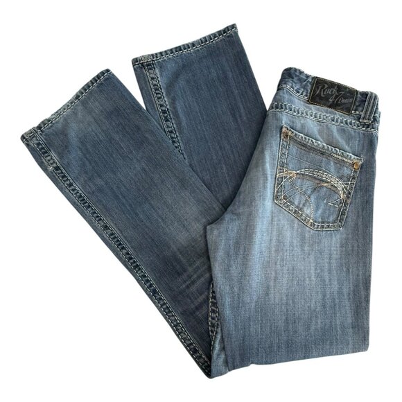 Wrangler Rock 47 Mens Slim Boot Cowboy Jeans~Size 33x36~Medium Wash Western L139 - Picture 1 of 13